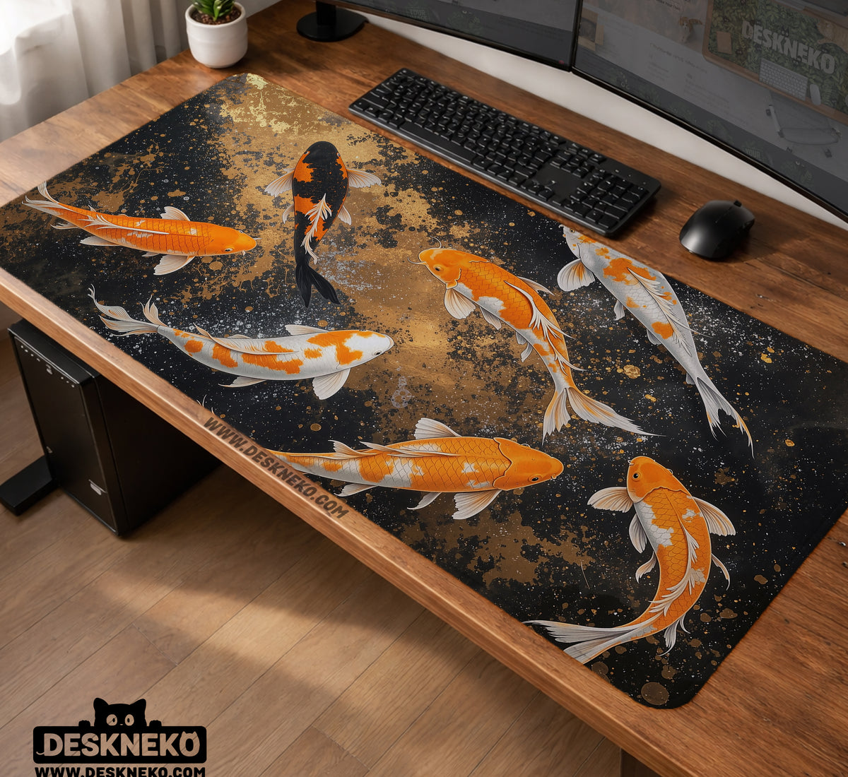 Black Gold Koi Desk Mat Mousepad - Desk Mat - Deskneko - Desk Mats & Mousepads