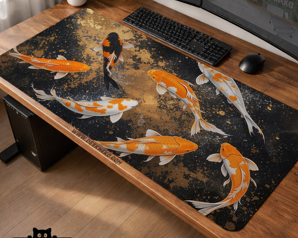 Black Gold Koi Desk Mat Mousepad - Desk Mat - Deskneko - Desk Mats & Mousepads