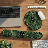 Botanical Cat Ergonomic Mousepad with Wrist Rest for Desk Comfort - Deskneko