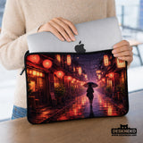 Lofi Anime Laptop Sleeve & Bag Japanese Rainy Street Aesthetic - Deskneko