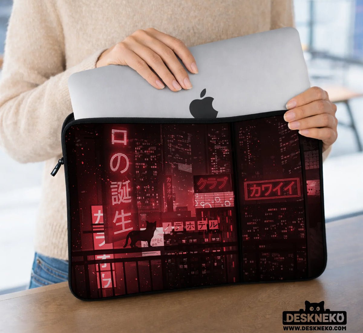 Red Cyberpunk Laptop Sleeve & Bag - Deskneko