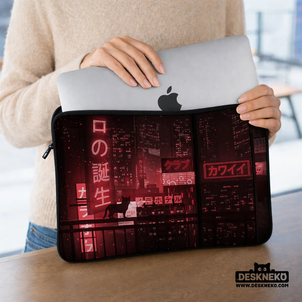 Red Cyberpunk Laptop Sleeve & Bag - Deskneko
