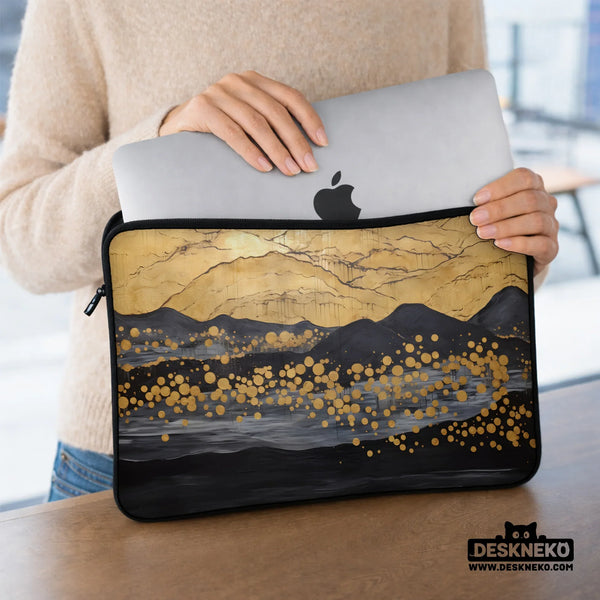 Gold Japandi Laptop Bag with Shoulder Strap - Deskneko