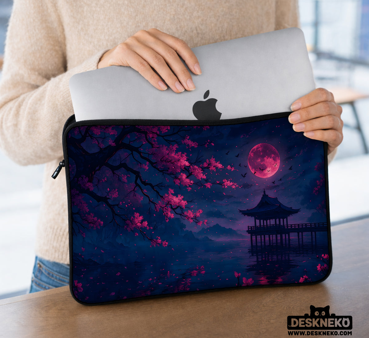 Dark Sakura Night Laptop Sleeves & Bags - Laptop Sleeve - Deskneko - Laptop Sleeves & Bags