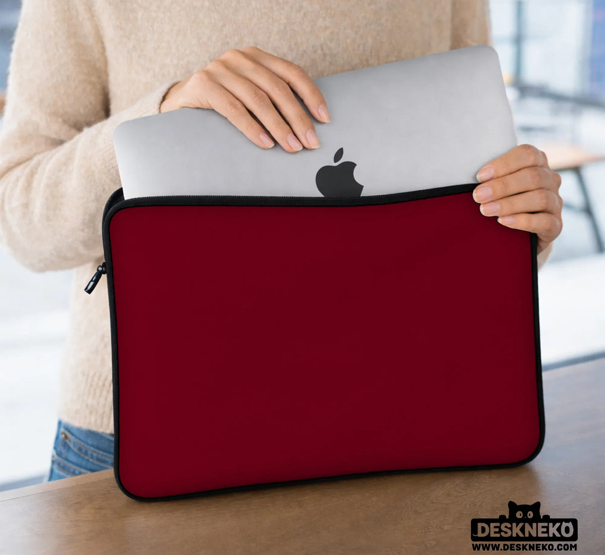 Burgundy Laptop Sleeve & Bag for MacBook and Notebooks - Deskneko