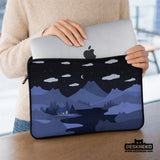Whimisical Blue Cat Mountains Laptop Sleeve & Bag - Deskneko