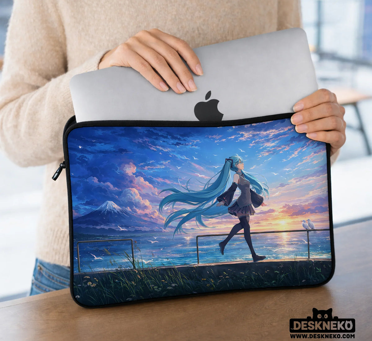Blue Anime Laptop Sleeve with Handle - Deskneko