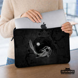 Dark Koi Yin Yang Laptop Sleeve & Bag, Japanese Ink Case - Deskneko