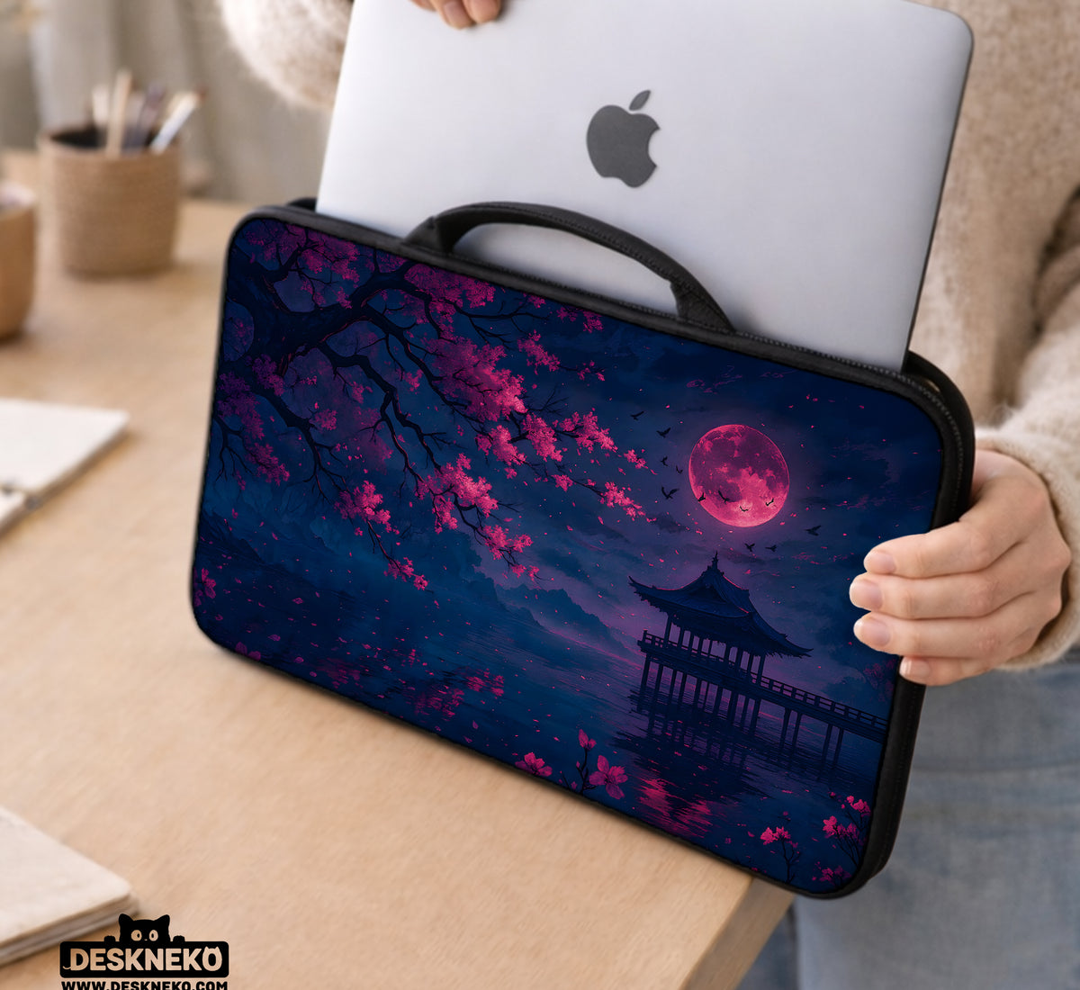 Dark Sakura Night Laptop Sleeves & Bags - Laptop Sleeve - Deskneko - Laptop Sleeves & Bags