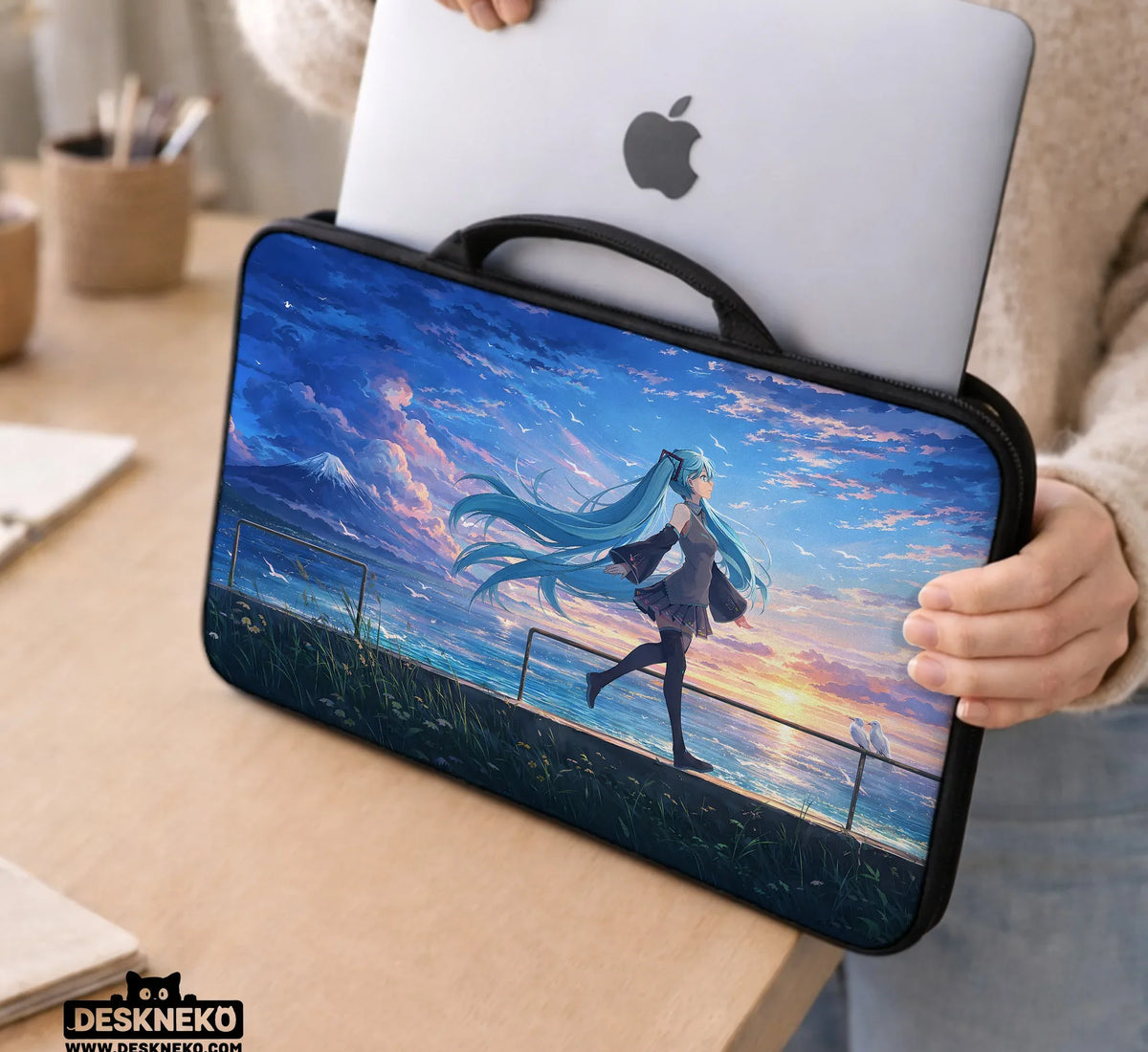 Blue Anime Laptop Sleeve with Handle - Deskneko
