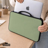 Sage Green Laptop Bag with Shoulder Strap & Handle - Deskneko