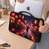 Lofi Anime Laptop Sleeve & Bag Japanese Rainy Street Aesthetic - Deskneko