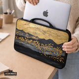 Gold Japandi Laptop Bag with Shoulder Strap - Deskneko