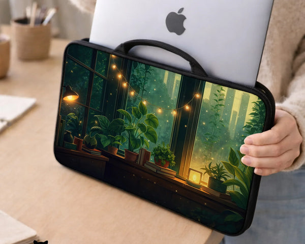 Cozy Green Window Laptop Sleeve & Bag - Deskneko