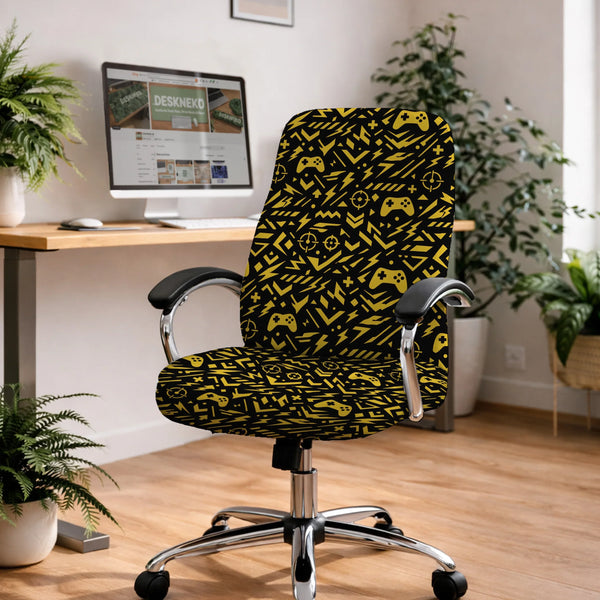 Black & Yellow Chair Cover - Deskneko