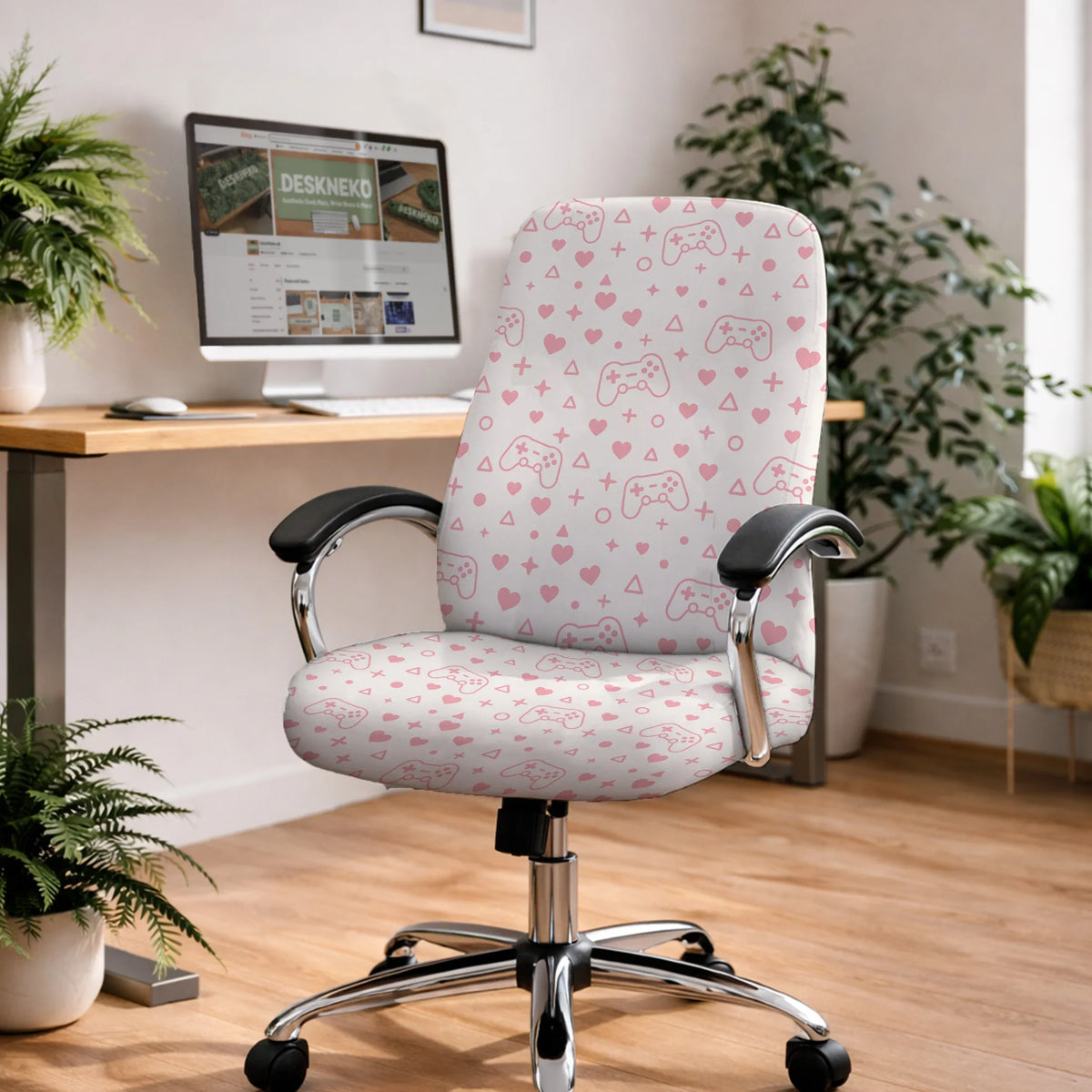 Pink Gamer Chair Cover - Deskneko