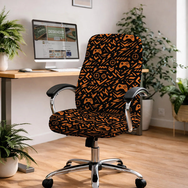Orange Black Chair Cover - Deskneko
