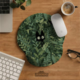 Botanical Cat Ergonomic Mousepad with Wrist Rest for Desk Comfort - Deskneko