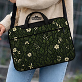 Botanical Laptop Sleeve & Bag with Dark Green Floral Pattern - Deskneko