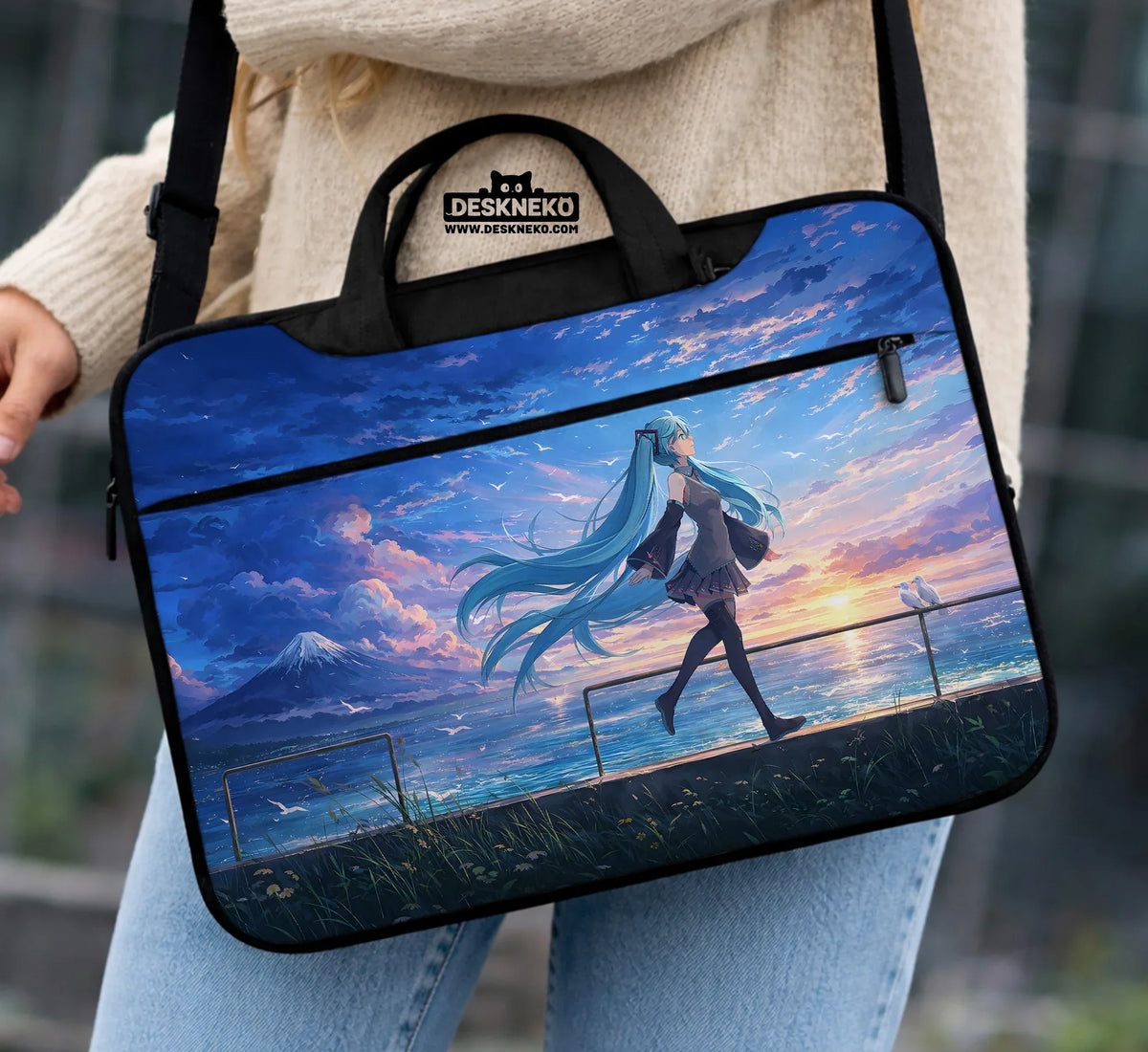 Blue Anime Laptop Sleeve with Handle - Deskneko