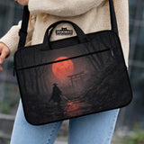 Samurai Red Moon Laptop Sleeve & Bag with Handle and Shoulder Strap - Deskneko