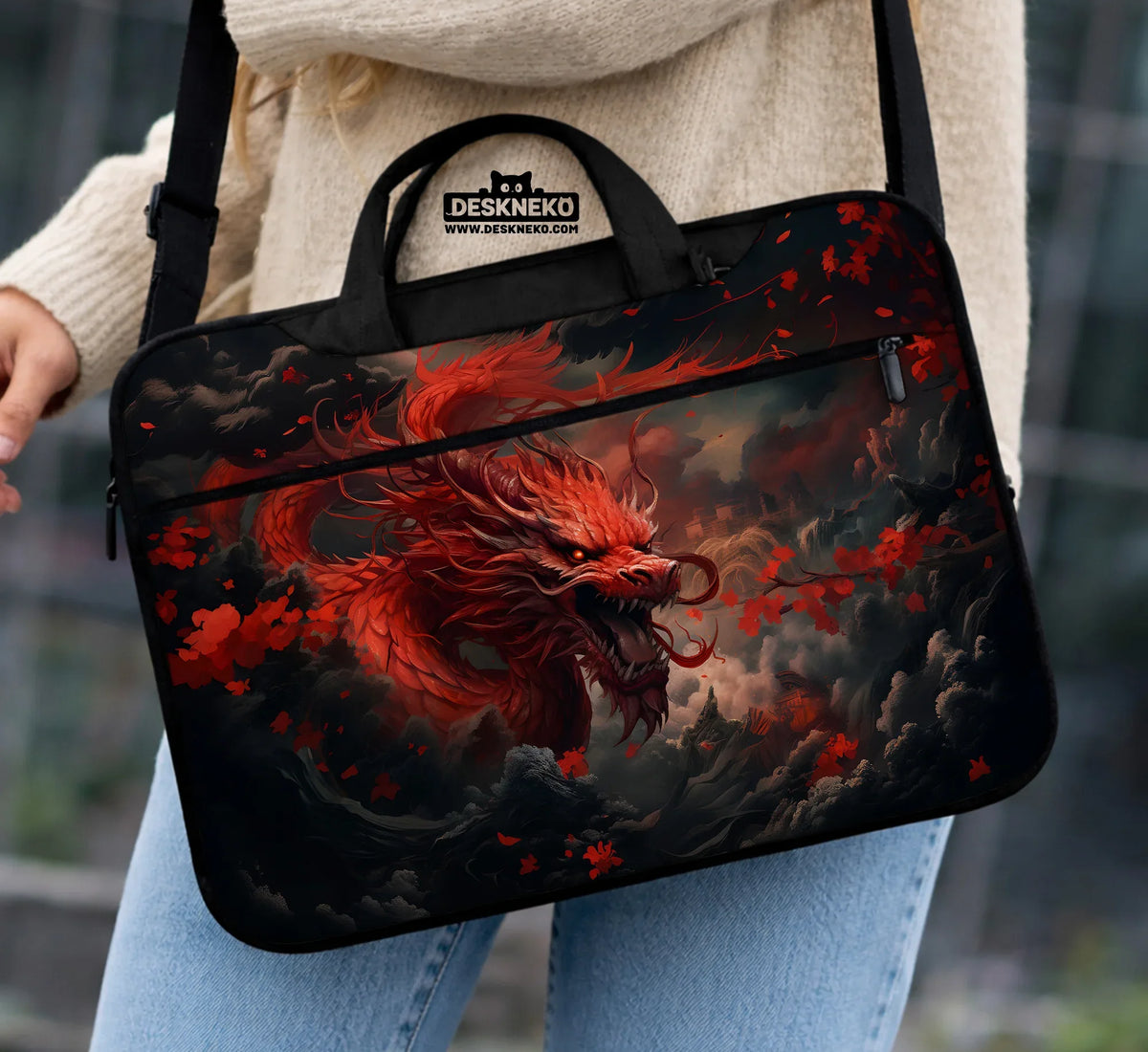 Red Dragon Laptop Sleeve & Bag - Deskneko
