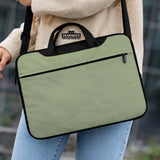 Sage Green Laptop Bag with Shoulder Strap & Handle - Deskneko
