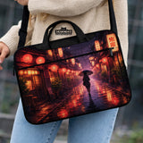 Lofi Anime Laptop Sleeve & Bag Japanese Rainy Street Aesthetic - Deskneko