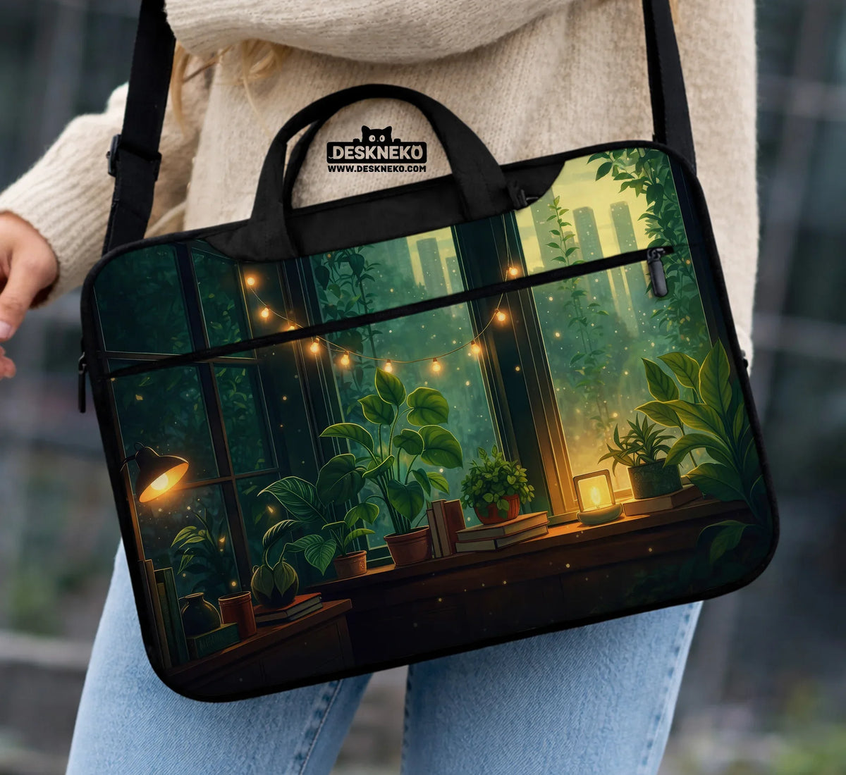 Cozy Green Window Laptop Sleeve & Bag - Deskneko