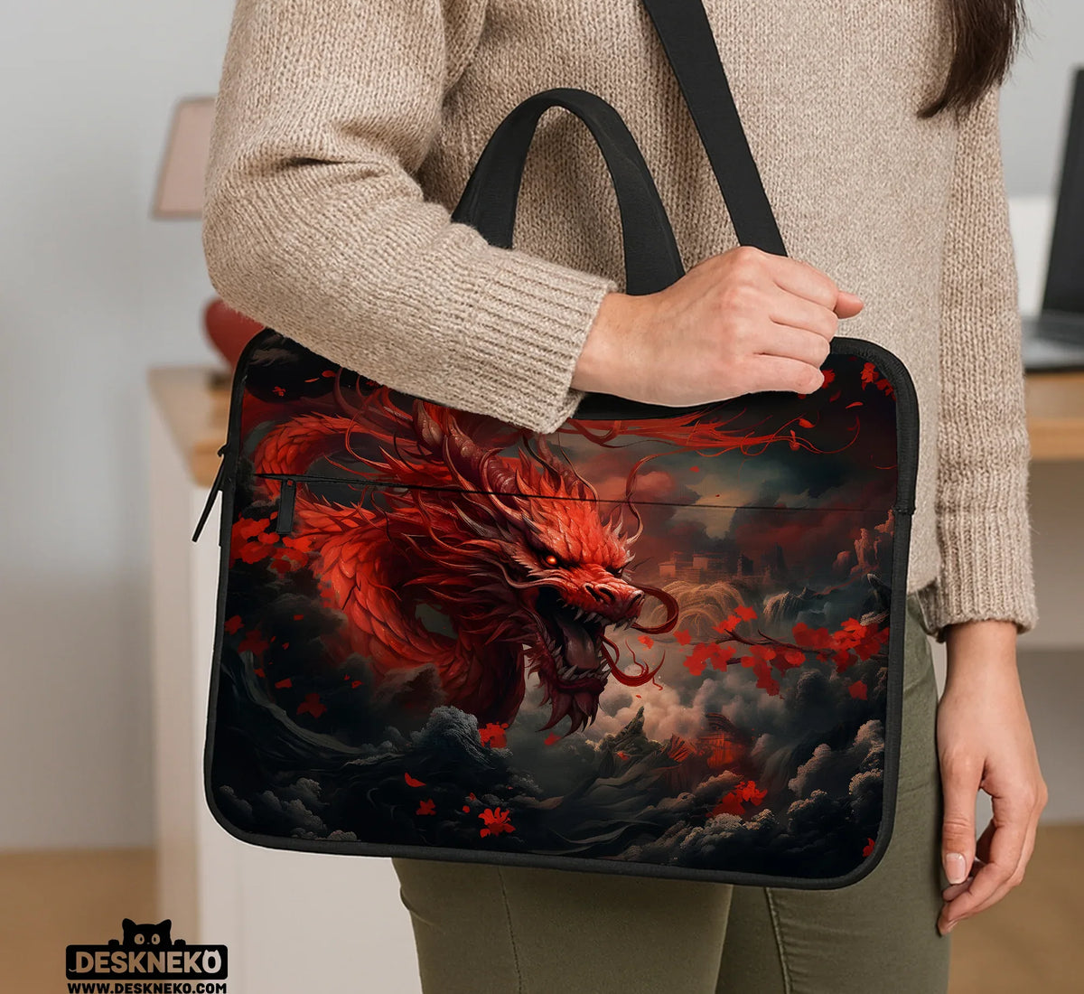 Red Dragon Laptop Sleeve & Bag - Deskneko