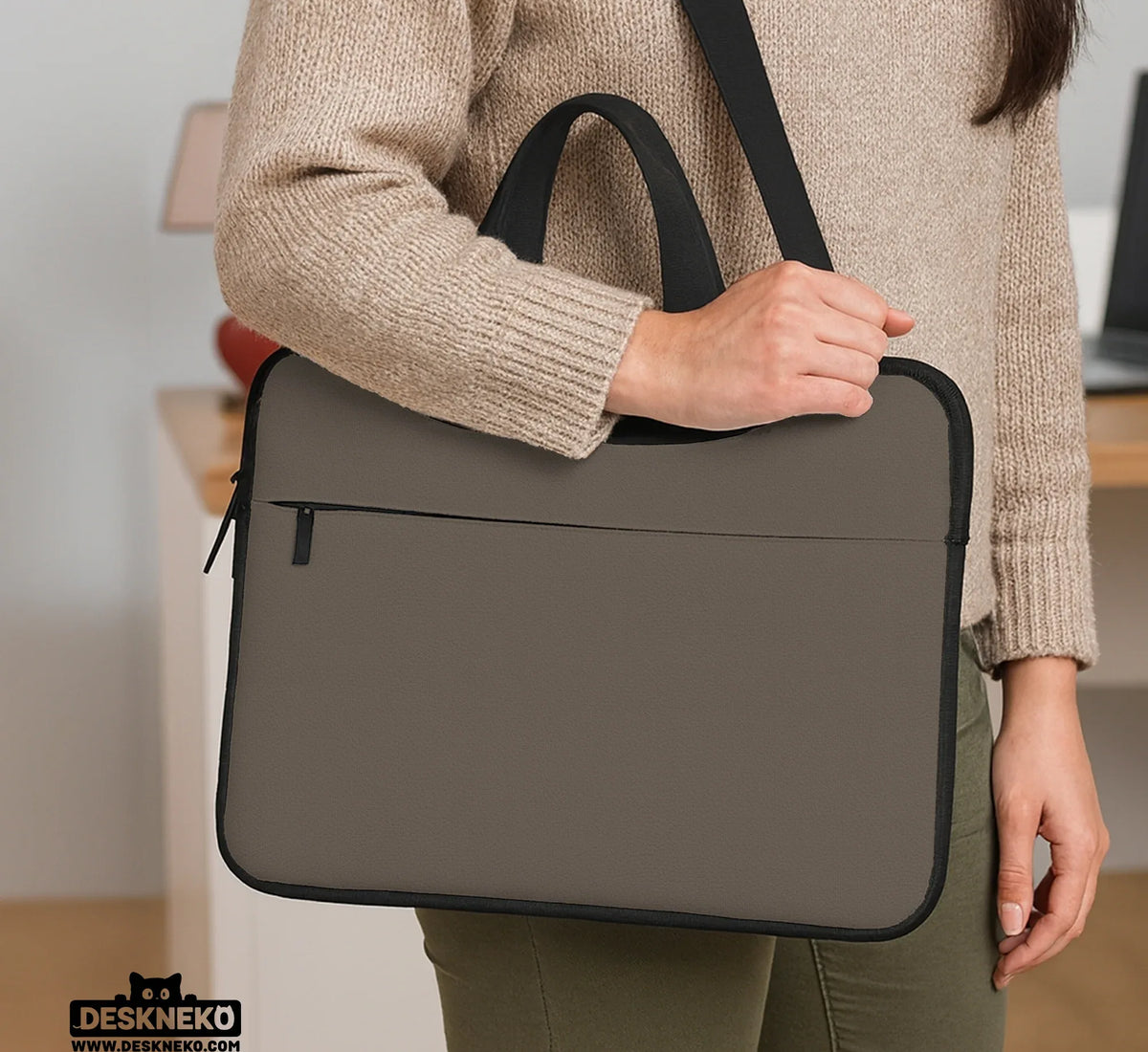 Cocoa Laptop Sleeve Case, Minimalist Padded Notebook Cover - Deskneko