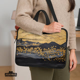 Gold Japandi Laptop Bag with Shoulder Strap - Deskneko