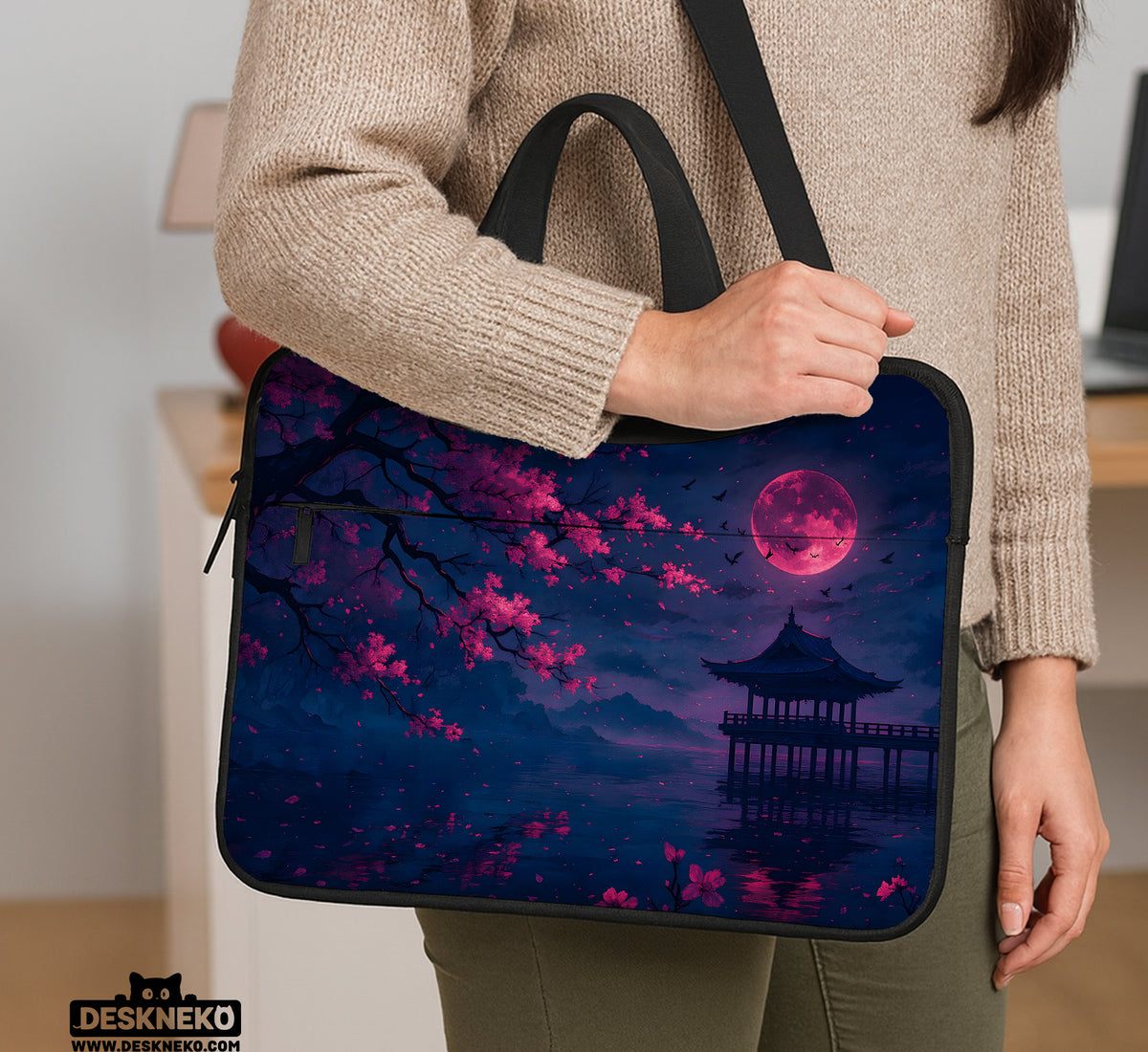 Dark Sakura Night Laptop Sleeves & Bags - Laptop Sleeve - Deskneko - Laptop Sleeves & Bags