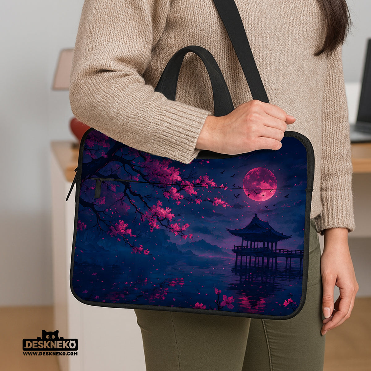 Dark Sakura Night Laptop Sleeves & Bags - Laptop Sleeve - Deskneko - Laptop Sleeves & Bags