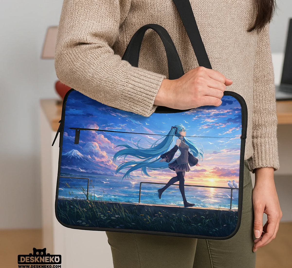 Blue Anime Laptop Sleeve with Handle - Deskneko