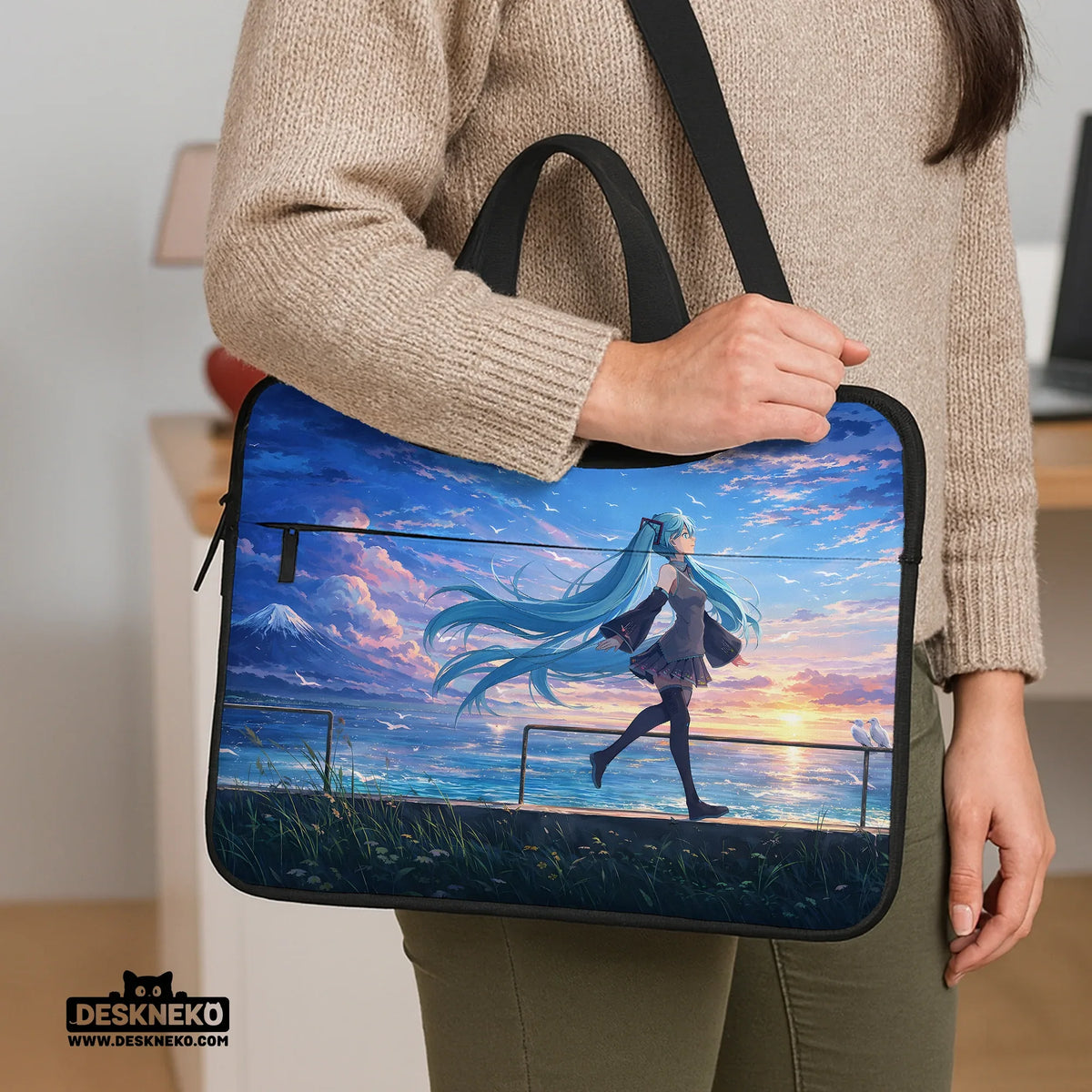 Blue Anime Laptop Sleeve with Handle - Deskneko