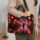 Lofi Anime Laptop Sleeve & Bag Japanese Rainy Street Aesthetic - Deskneko