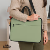 Sage Green Laptop Bag with Shoulder Strap & Handle - Deskneko