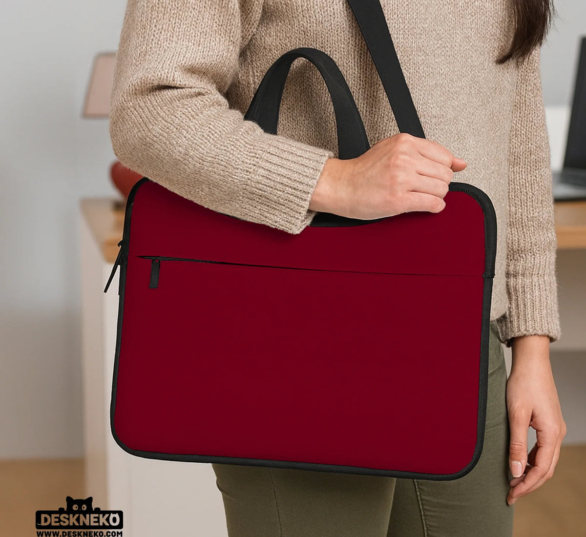 Burgundy Laptop Sleeve & Bag for MacBook and Notebooks - Deskneko