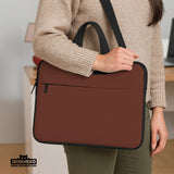 Mahogany Laptop Sleeve & Bag, Minimalist Brown Protective Work Case - Deskneko
