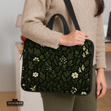 Dark Green Botanical Laptop Sleeve - Deskneko