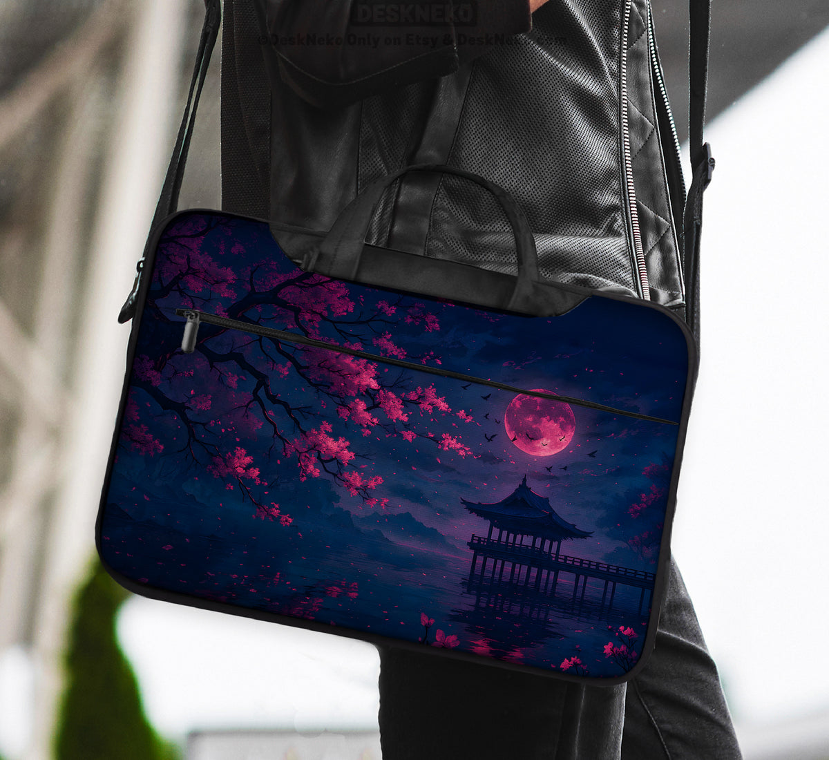 Dark Sakura Night Laptop Sleeves & Bags - Laptop Sleeve - Deskneko - Laptop Sleeves & Bags