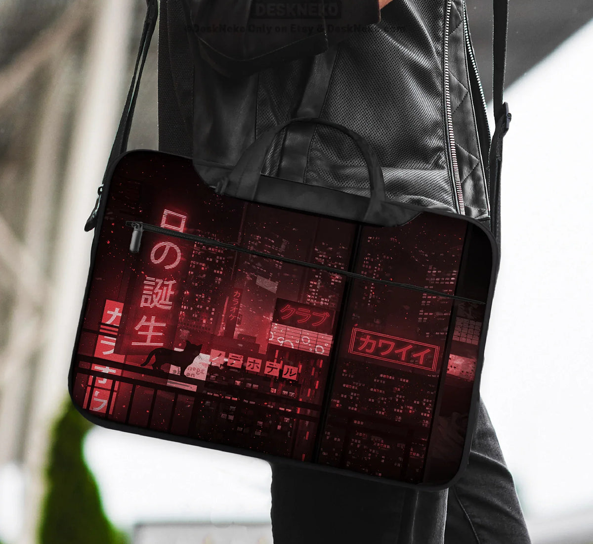 Red Cyberpunk Laptop Sleeve & Bag - Deskneko