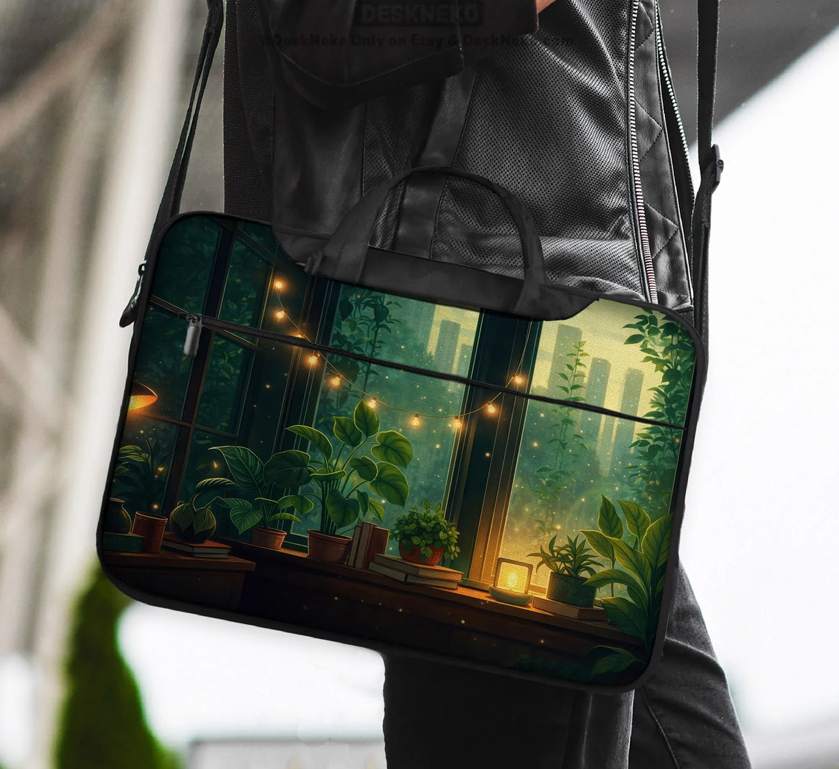 Cozy Green Window Laptop Sleeve & Bag - Deskneko