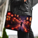 Lofi Anime Laptop Sleeve & Bag Japanese Rainy Street Aesthetic - Deskneko