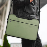 Sage Green Laptop Bag with Shoulder Strap & Handle - Deskneko