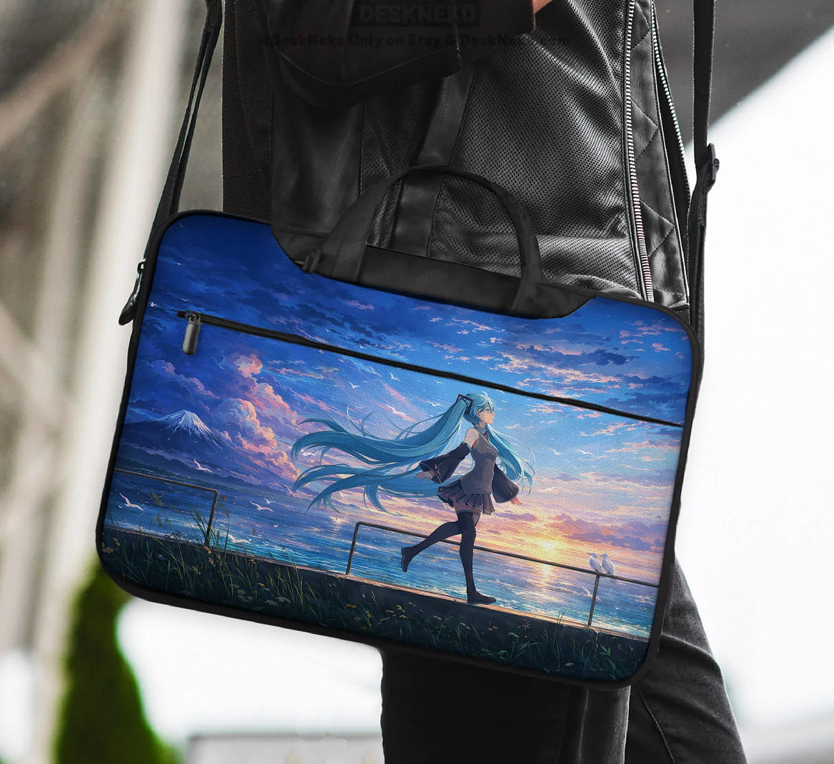 Blue Anime Laptop Sleeve with Handle - Deskneko