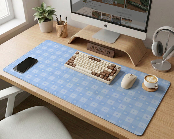 Blue Gingham Desk Mat - Desk Mat - Deskneko - Desk Mats & Mousepads