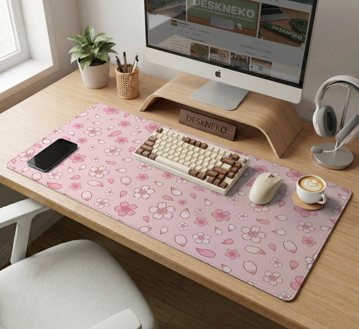 Pink Cherry Blossom Desk Mat - Desk Mat - Deskneko - Desk Mats & Mousepads