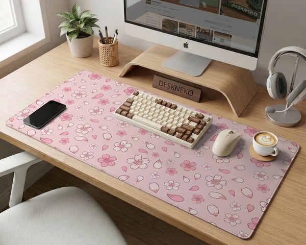 Pink Cherry Blossom Desk Mat - Desk Mat - Deskneko - Desk Mats & Mousepads